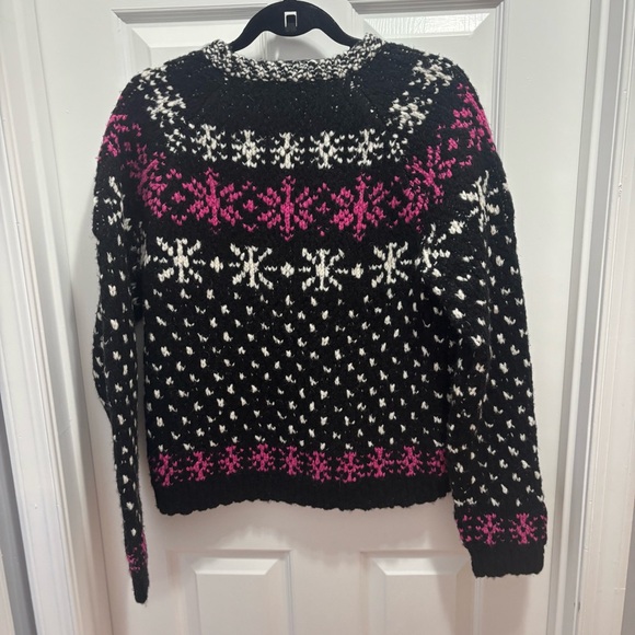 J Crew Jacquard Faie isle sweater Black,Small, Preppy. Cabincore, Wool, Holiday - Picture 6 of 16